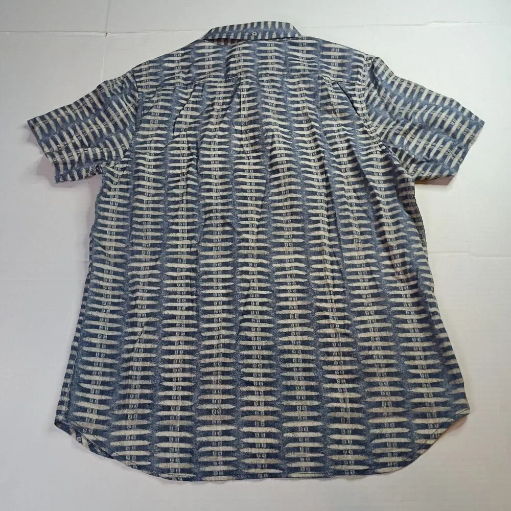 Chubbies The Friday Shirt Men's M Medium Blue Gray Slub Poplin The Ziggy